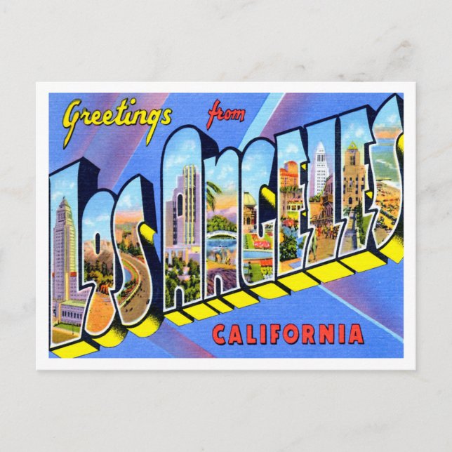 Cartão Postal Saudações de Los Angeles, Viagem da Califórnia (Frente)