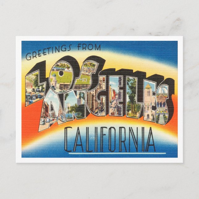 Cartão Postal Saudações de Los Angeles, Viagem da Califórnia (Frente)