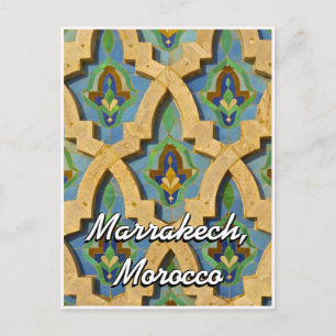 Cartão Postal Saudações de Marrakech Marrocos Azulejo Marroquino