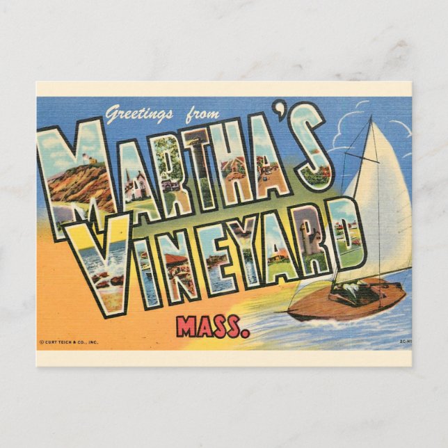 Cartão Postal Saudações de Marthas Vineyard  (Frente)