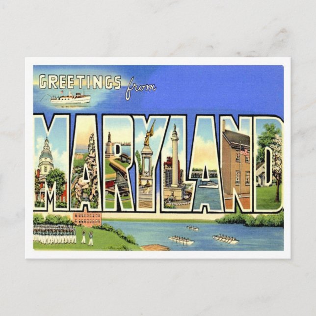 Cartão Postal Saudações De Maryland (Frente)