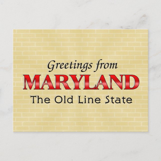 Cartão Postal Saudações de Maryland (Frente)