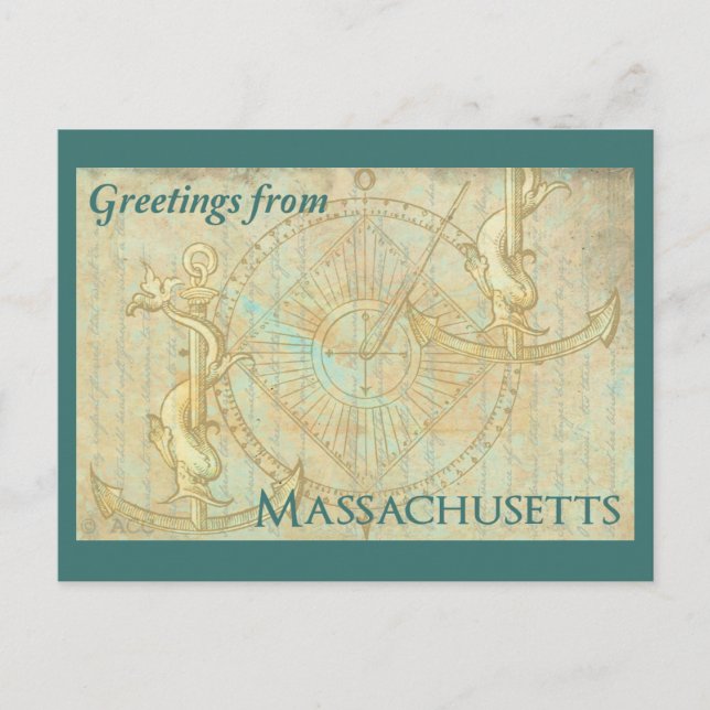 Cartão Postal Saudações de Massachusetts (Frente)