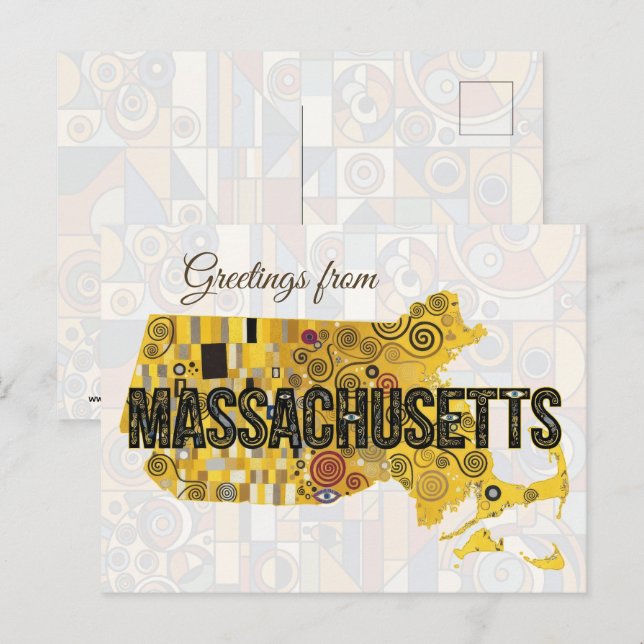 Cartão Postal Saudações de Massachusetts (Frente/Verso)