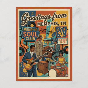 Cartão Postal Saudações de Memphis TN Vibe de Música Retrô