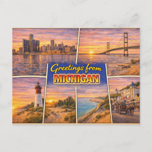 Cartão Postal Saudações de Michigan