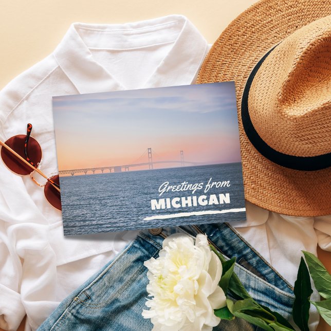 Cartão Postal Saudações de Michigan (Elevate your mail with Pure Michigan elegance.)