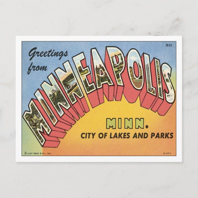 Cartão Postal Saudações de Minneapolis (Frente)