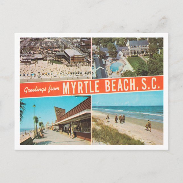 Cartão Postal Saudações de Myrtle Beach, Viagem da Carolina do S (Frente)