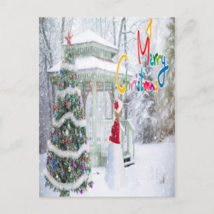 Cartão Postal Saudações de Natal com Neve
