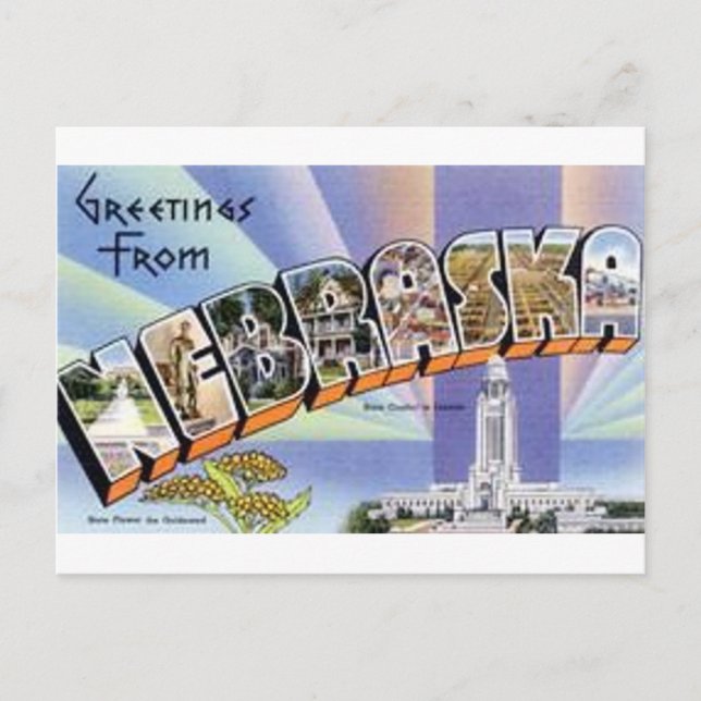 Cartão Postal Saudações De Nebraska (Frente)