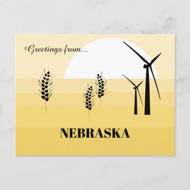 Cartão Postal Saudações de Nebraska State Sunny Yellow Shades (Frente)