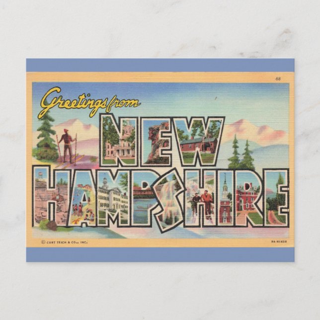 Cartão Postal Saudações de New Hampshire  (Frente)