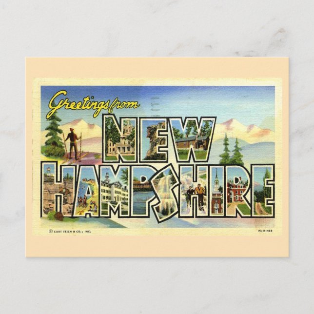 Cartão Postal Saudações De New Hampshire (Frente)