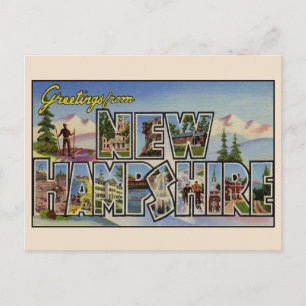 Cartão Postal Saudações de New Hampshire Grande Postcard de Cart