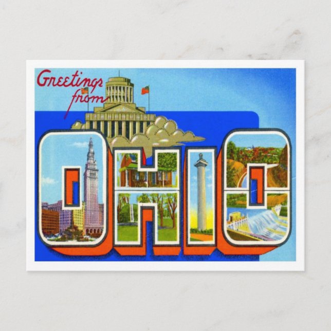 Cartão Postal Saudações de Ohio dos Estados dos EUA (Frente)