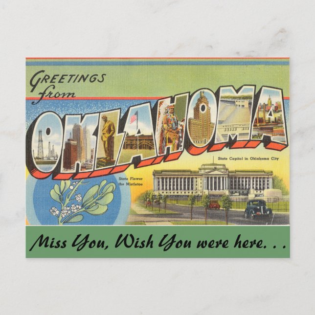 Cartão Postal Saudações de Oklahoma (Frente)