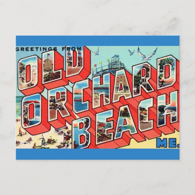Cartão Postal Saudações de Old Orchard Beach Maine (Frente)