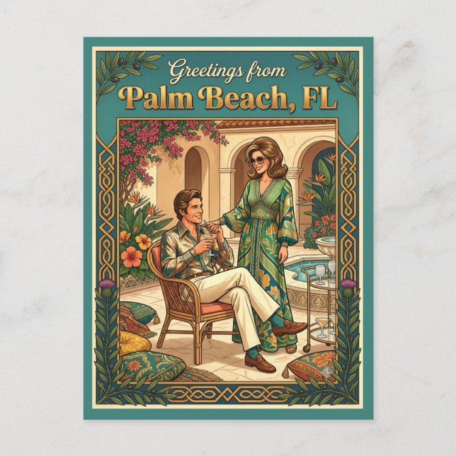 Cartão Postal Saudações de Palm Beach FL, Sofisticado (Frente)