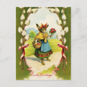 Cartão Postal Saudações de Páscoa do Coelho de Páscoa Vintage