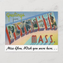 Cartão Postal Saudações de Plymouth, Massachusetts