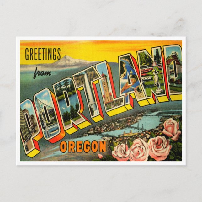 Cartão Postal Saudações de Portland, Oregon (Frente)