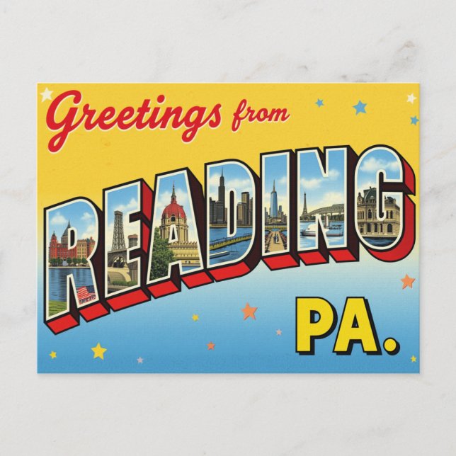 Cartão Postal Saudações de Reading PA (Frente)