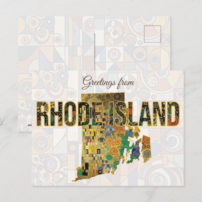 Cartão Postal Saudações de Rhode Island (Frente/Verso)