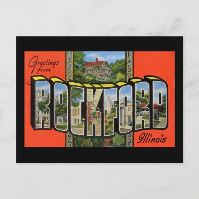 Cartão Postal Saudações de Rockford Illinois (Frente)