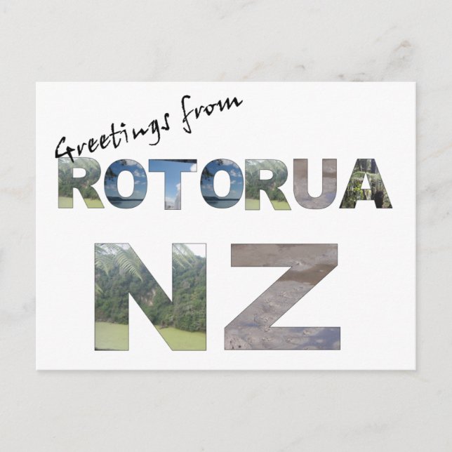 Cartão Postal Saudações de Rotorua NZ (Frente)