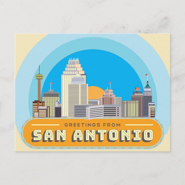Cartão Postal Saudações De San Antonio Texas EUA (Frente)