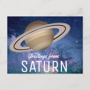 Cartão Postal Saudações de Saturno - viagem espacial