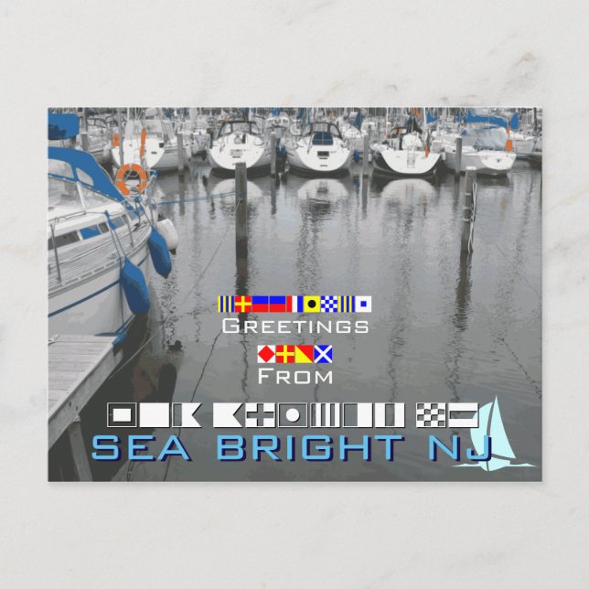 Cartão Postal Saudações de Sea Bright NJ New Jersey (Frente)