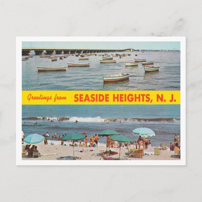 Cartão Postal Saudações de Seaside Heights, Viagem de Nova Jerse (Frente)