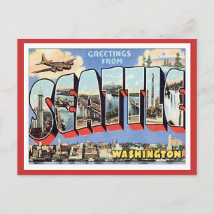 Cartão Postal Saudações De Seattle, Washington, EUA