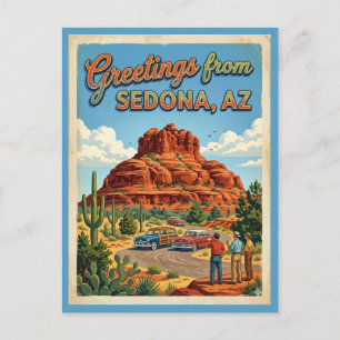 Cartão Postal Saudações de Sedona Arizona Bell Rock Retro 1950