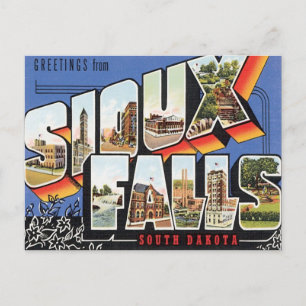 Cartão Postal Saudações De Sioux Falls, Dakota Do Sul