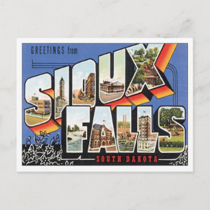 Cartão Postal Saudações De Sioux Falls, Dakota Do Sul
