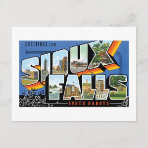 Cartão Postal Saudações de Sioux Falls, Dakota do Sul! Retrô