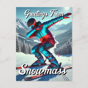 Cartão Postal Saudações de Snowmass Dabbing Skier
