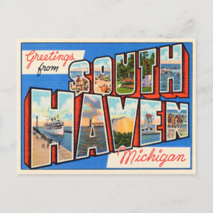 Cartão Postal Saudações de South Haven, Viagem de Michigan