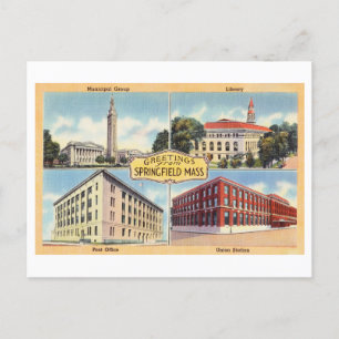 Cartão Postal Saudações de Springfield, Massachusetts, Viagens v