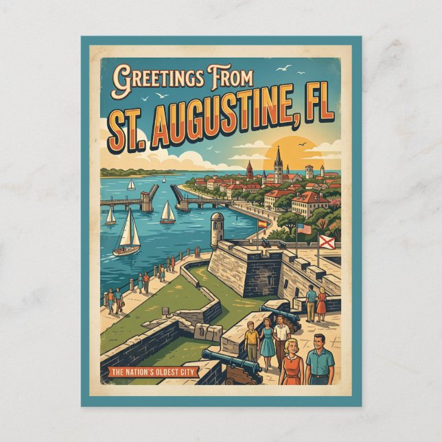 Cartão Postal Saudações de St Augustine Retro (Frente)