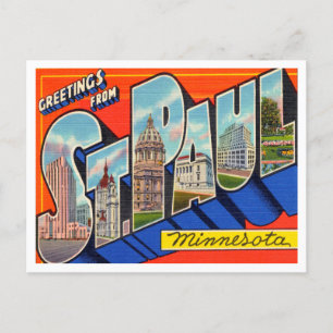 Cartão Postal Saudações de St.Paul, Minnesota Viagem Antiga