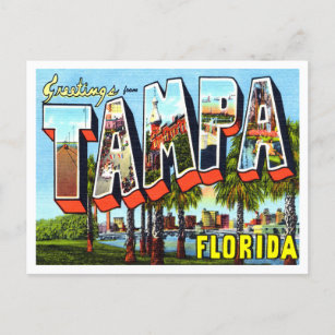 Cartão Postal Saudações de Tampa, Viagens vintage da Flórida