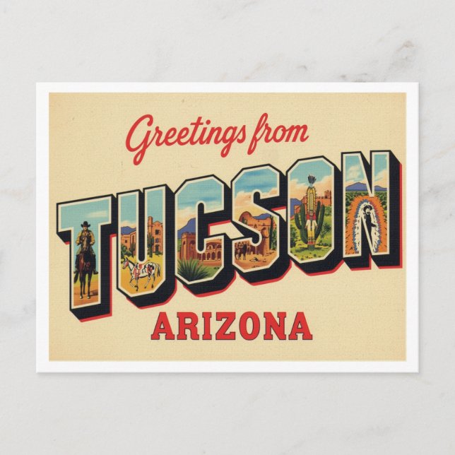 Cartão Postal Saudações de Tucson AZ (Frente)