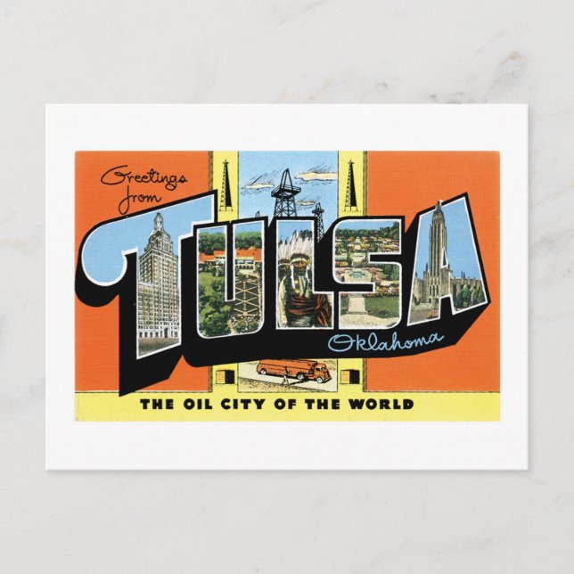 Cartão Postal Saudações de Tulsa, Oklahoma! (Frente)