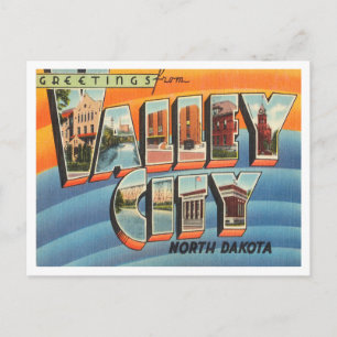 Cartão Postal Saudações de Valley City, North Dakota Viagem