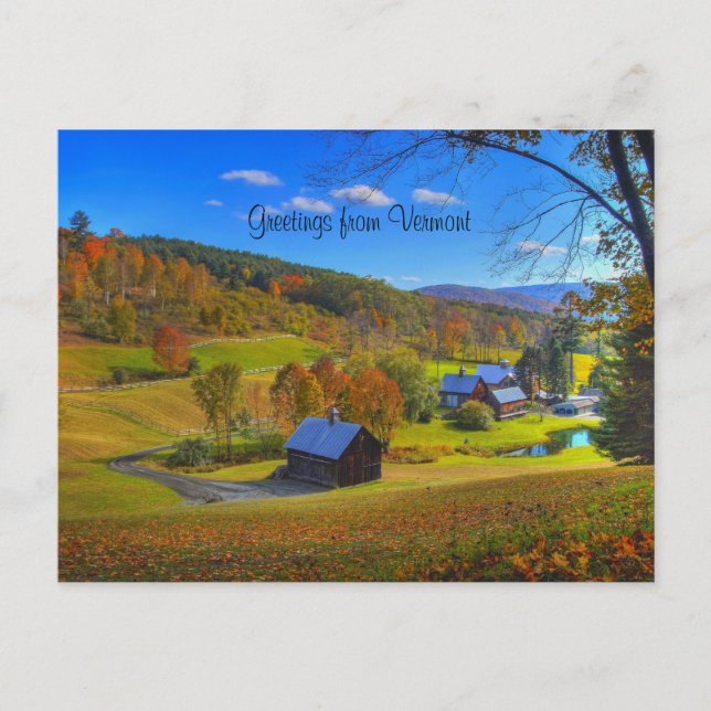 Cartão Postal Saudações de Vermont, fotografia paisagística, (Frente)