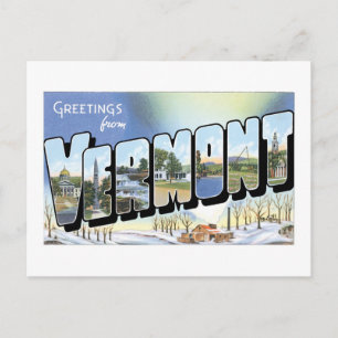 Cartão Postal Saudações de Vermont! Placa Postada Vintage